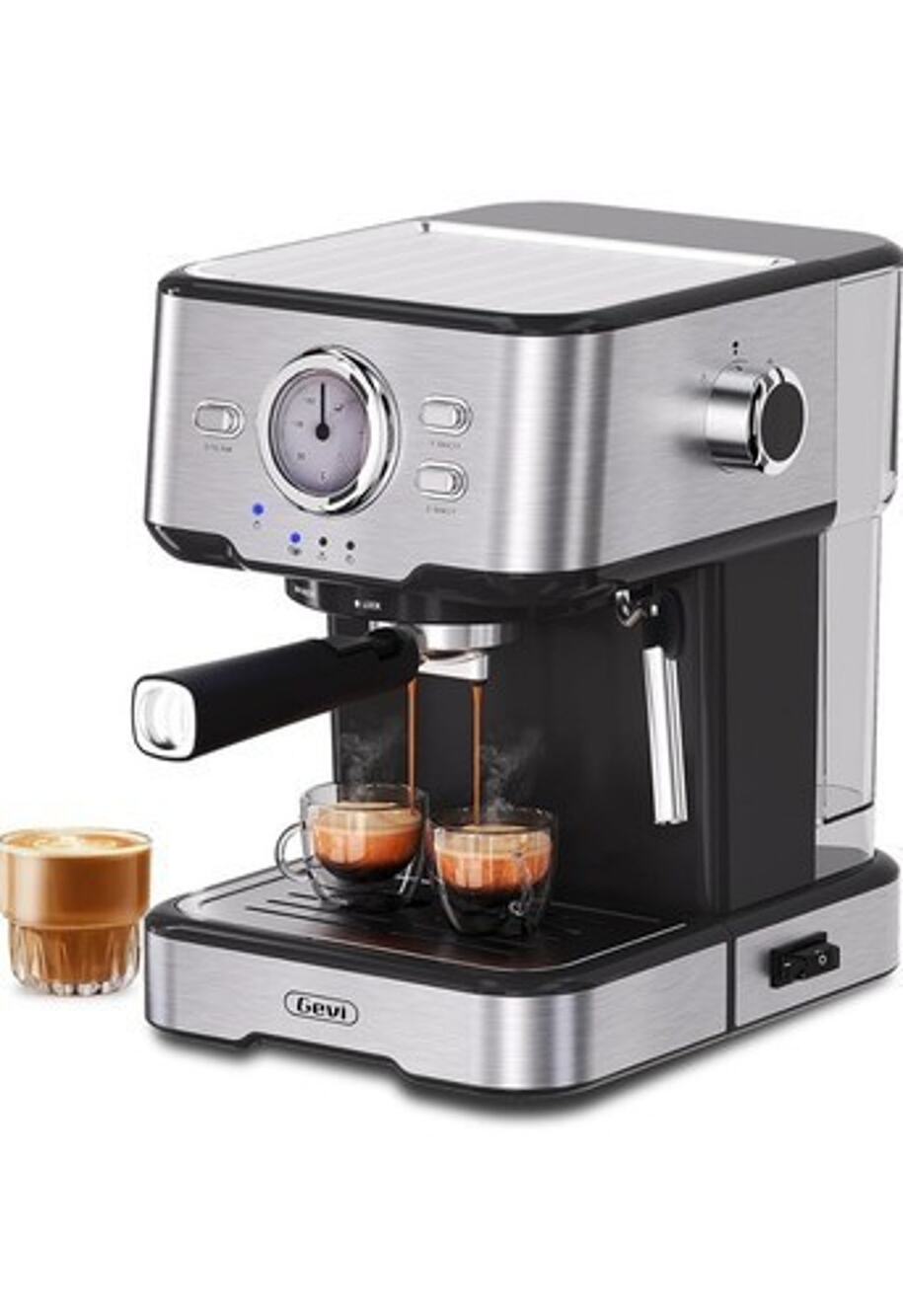 Gevi Espresso Machines 15 Bar W steamer Expresso Cappuccino Coffee 1100W 2 Cups